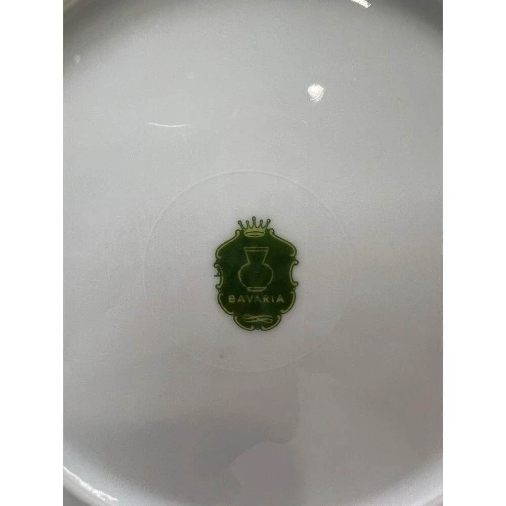 Vintage JKW Bavaria Germany Porcelain Set of 3 Fruit Design Plates Gold Rim